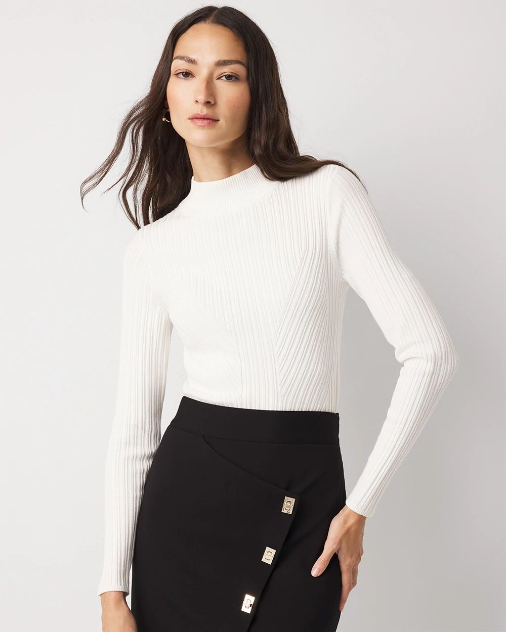 Essential Mock Neck Rib Sweater | White House Black Market
